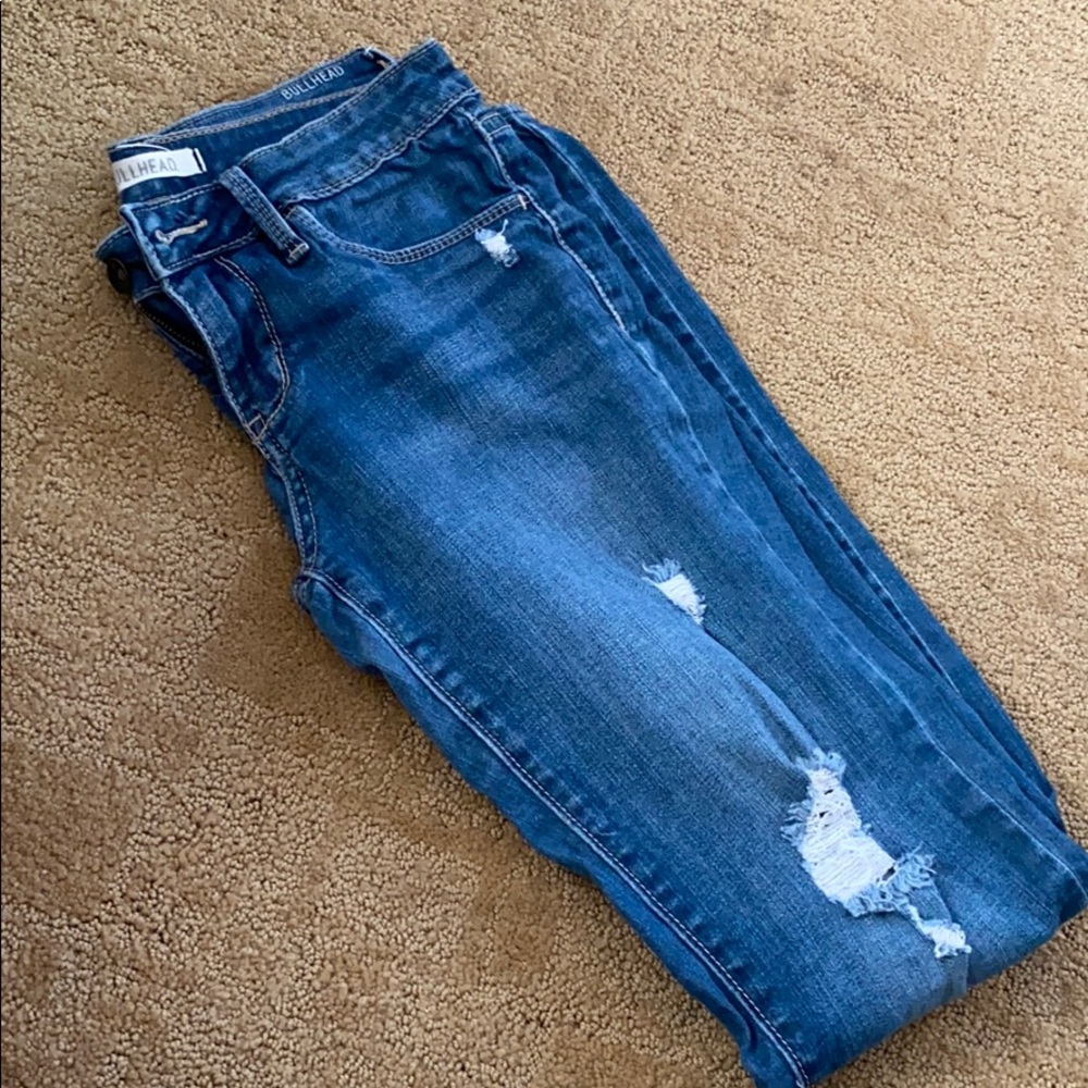 bullhead denim low rise ripped jeans